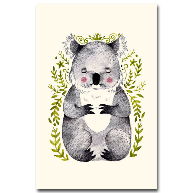 Animal Flower Koala Bear Fox Poster Wall Art canvas Print Painting Decorative Picture Nordic Style Kids Decoration Home Decor