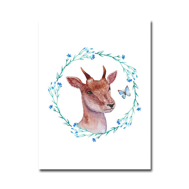 Nordic Decoration Animal Deer Flower Canvas Posters Wall Art canvas Prints Abstract Painting Decorative Pictures Home Decoration