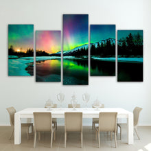 Load image into Gallery viewer, HD Printed 5 piece canvas art aurora lake mountain landscape Painting living room decoration poster  Free shipping/NY-6320
