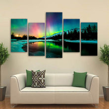 Load image into Gallery viewer, HD Printed 5 piece canvas art aurora lake mountain landscape Painting living room decoration poster  Free shipping/NY-6320

