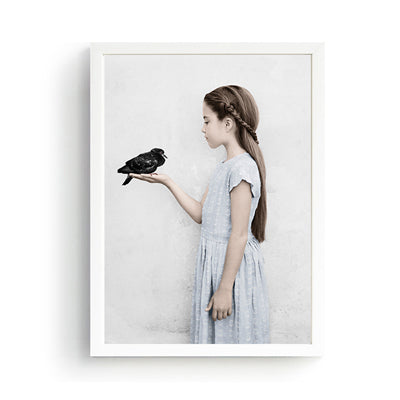 Wall Pictures For Living Room Cuadros Canvas Prints Nordic Poster Girl Bird Wall Art Canvas Painting Posters and Prints Unframed
