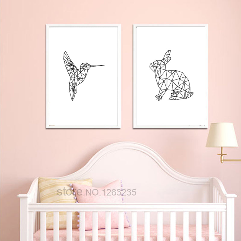 Geometric Deer Animal Posters And Prints Wall Art Canvas Prints Cuadros Wall Pictures For Living Room Canvas Painting Unframed