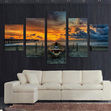 Load image into Gallery viewer, HD 5 piece canvas art Print painting Seascape And Boat With HD Large Print Canvas Painting For Living room free shipping/ny-4117
