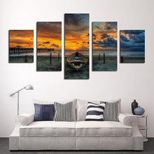 Load image into Gallery viewer, HD 5 piece canvas art Print painting Seascape And Boat With HD Large Print Canvas Painting For Living room free shipping/ny-4117
