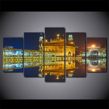 Load image into Gallery viewer, 5 piece HD Print Amritsar Night View  Sikh temple Canvas Painting Wall Art Posters and Prints Framed Modular Canvas CU-2675C
