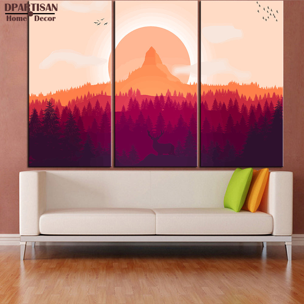 DPARTISAN 3PCS panel forest landscape wall Art  Wall Picture Room Canvas Print Modern Painting Large Canvas Art Cheap NO FRAME