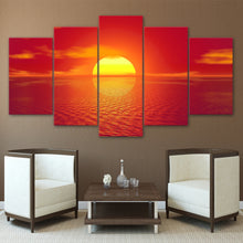 Load image into Gallery viewer, HD Printed 5 Piece Canvas Art Red Sunset Landscape Painting Modular Wall Pictures for Living Room Modern Free Shipping NY-7279A
