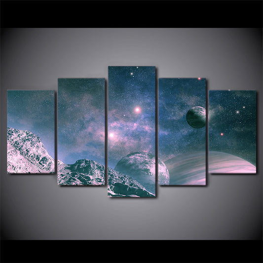 HD printed 5 Piece Canvas Painting Universe Starry Sky Space Posters Modular Wall Pictures for Living Room Home Decor NY-7267B