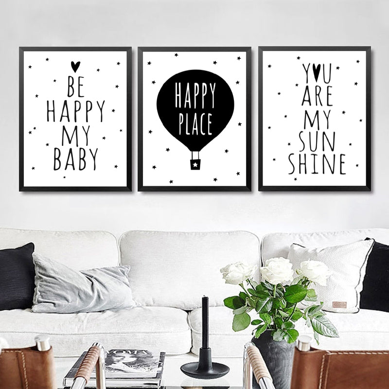 Nordic Art Cartoon Poster Charming Canvas Painting Motivational Quotes Wall Picture Modern Children Room Decor HD2250