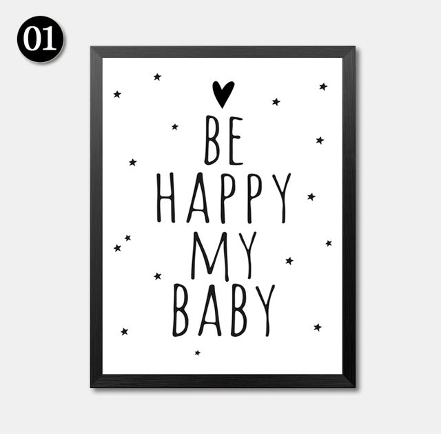 Nordic Art Cartoon Poster Charming Canvas Painting Motivational Quotes Wall Picture Modern Children Room Decor HD2250