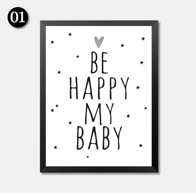 Nordic Art Cartoon Poster Minimalist Canvas Painting Motivational My Baby Quotes Wall Picture Modern Children Room Decor HD2251