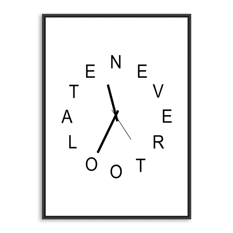 Never Too Late Quote Canvas Art Print Painting Poster, Clock Wall Pictures for Home Decoration, Giclee Print Wall Decor HD2179