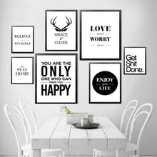 Load image into Gallery viewer, black white english letter picture love quote canvas art print poster wall canvas painting modular wall painting QS0013
