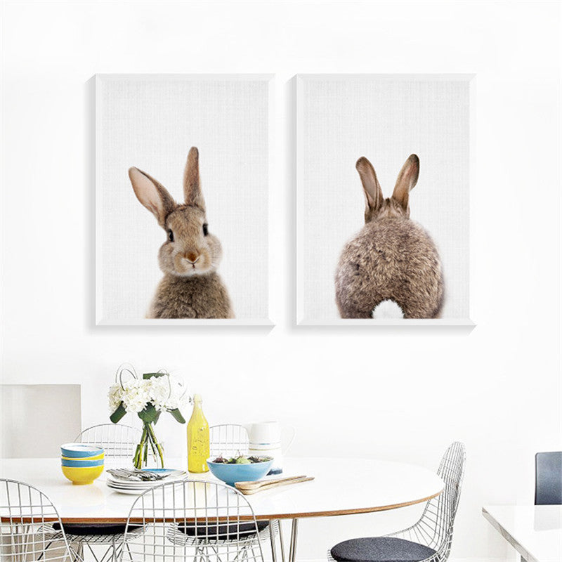 Kawaii Animals Rabbit Art Prints Poster Nursery Wall Picture Canvas Painting Kids Room Decor No Frame FG0105