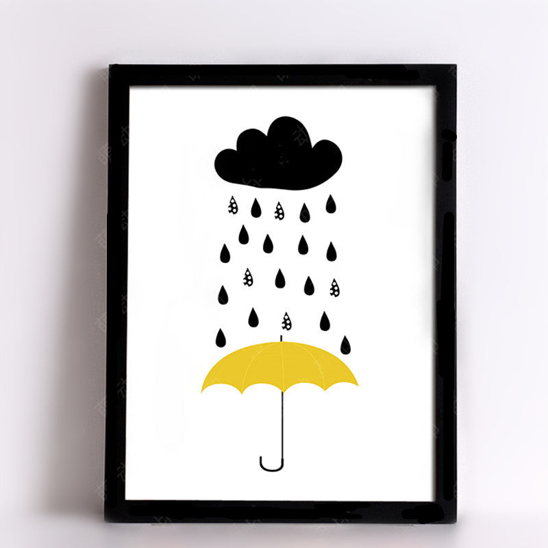 ( No Frame) Rain Umbrella Canvas Art Print Painting Poster, Wall Pictures For Child Room Decoration, Cartoon Wall Decor HD0057-2