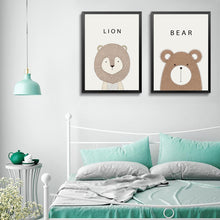 Load image into Gallery viewer, Cartoon Animals Canvas Art Print Poster, Wall Picture for Home Decoration, Cute Fox Bear Print Art Wall Poster HD2202
