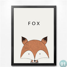 Load image into Gallery viewer, Cartoon Animals Canvas Art Print Poster, Wall Picture for Home Decoration, Cute Fox Bear Print Art Wall Poster HD2202
