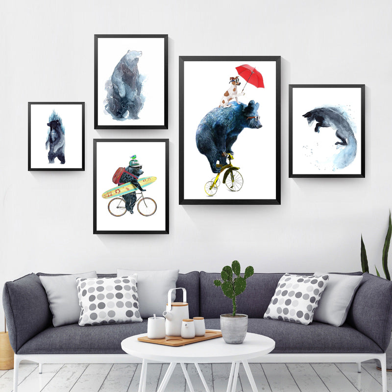 Abstract Animals Wall Decor Painting For Room Watercolor Animals Canvas Print Poster, Wall Pictures For Home Decoration YT0052