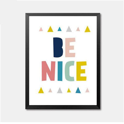 Be Nice Quotes Canvas Art Print Painting Poster, Wall Pictures for Home Decoration, Wash Your Hands Washroom Wall decor WT0023