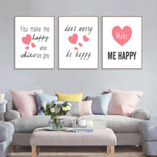 Load image into Gallery viewer, A4 English Letters Make Me Happy Heart Canvas Art Print Painting Poster, Wall Picture for Home Decoration, Wall Decor QS0029
