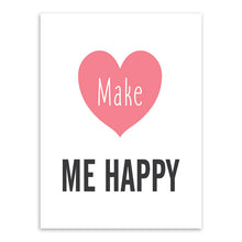 Load image into Gallery viewer, A4 English Letters Make Me Happy Heart Canvas Art Print Painting Poster, Wall Picture for Home Decoration, Wall Decor QS0029

