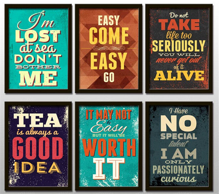 Creative office adornment motivational classroom English hang painting wall painting retro letters painting HD0281