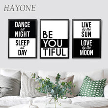 Load image into Gallery viewer, be you tiful quotes canvas painting english letters picture wall art print HD2151
