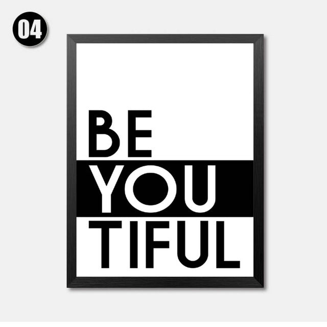 be you tiful quotes canvas painting english letters picture wall art print HD2151