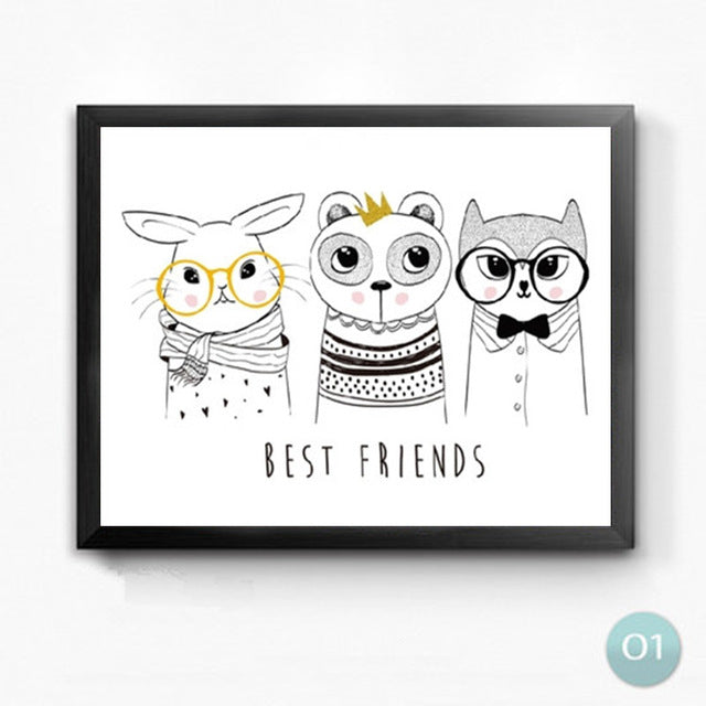 Cartoon Plants Canvas Art Print Poster, Best Friends Wall Pictures for Home Decoration, Giclee Wall Decor YT0047