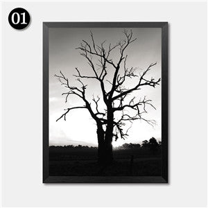 Black White Scenery Home Pictures Art Print, Tree Stone Bridge Canvas Wall Picture Print Poster For Home Wall Decor HD2292