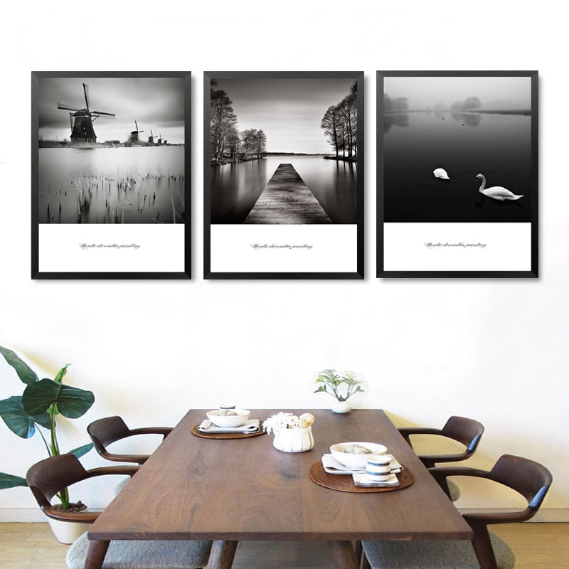 Nordic Decorative Painting Wall Art Print Poster Fashion Modular Picture Canvas Art Black White Scenery Wall Poster Print HD2235