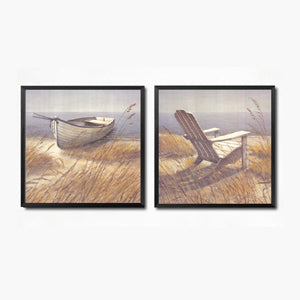 2pcs/set Seaside Scenery Wall Art Canvas Painting Posters and Prints Art Picture Chair Boat Wall Pictures No Poster Frame HD2132