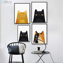 Load image into Gallery viewer, Modern Watercolor Cute Japanese Cat Poster Print A4 Hippie Wall Picture Kawaii Kids Room Home Deco Canvas Painting Gift No Frame
