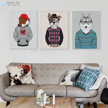Load image into Gallery viewer, Modern Fashion Cartoon Animal Hippie Dogs A4 Art Print Poster Home Wall Picture Canvas Paintings Nordic Girl Room Decor No Frame
