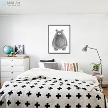 Load image into Gallery viewer, Modern Black White Cute Animals Bear Big Art Print Poster Nursery Wall Picture Canvas Paintings No Frame Nordic Kids Room Decor
