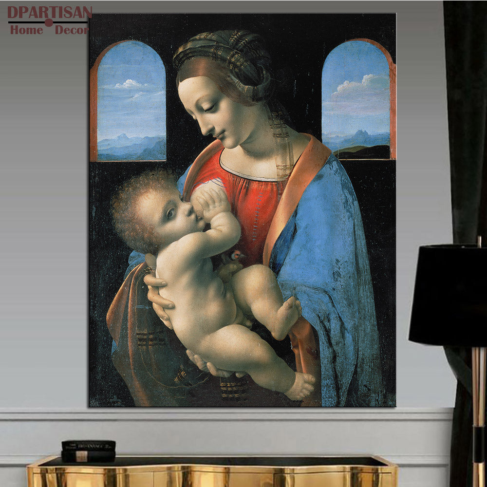 DPARTISAN Leonardo da Vinci Madonna Litta (Madonna and the Child) wall art pictures  No frame print wall painting decoration art