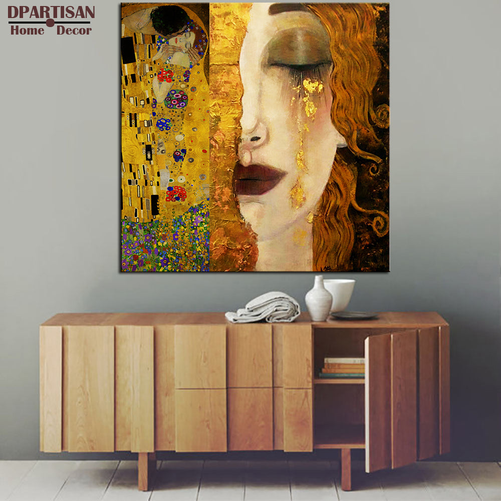 Large sizes Klimt Portrat woman in gold print  wall art decoration oil painting wall painting picture No framed abstact painting