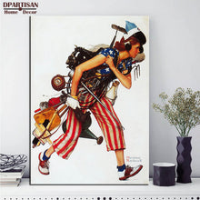 Load image into Gallery viewer, DPARTISAN wall art print picture boy reading girl running wet little spooners or sunset art By Norman Rockwell No frame Painting
