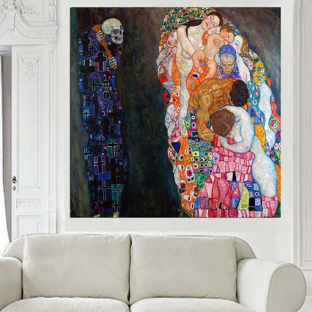 DPARTISAN oil print canvas wall art decor pictures Danae death and life three ages of woman Pallas mother child By Gustav klimt