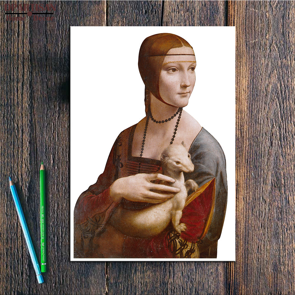 DPARTISAN Leonardo da Vinci the lady with the ermine cecilia  No frame print wall painting  home decoration print wall pictures