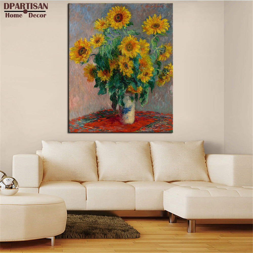 DPARTISAN Claude Monet vase of sunflowers  wall art Prints No frame wall painting wall picture living room wall paintings