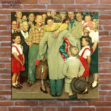 Load image into Gallery viewer, DPARTISAN wall art print picture boy with baby carriage pilgrim christnas family tree life By Norman Rockwell No frame Painting
