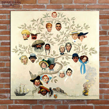 Load image into Gallery viewer, DPARTISAN wall art print picture boy with baby carriage pilgrim christnas family tree life By Norman Rockwell No frame Painting
