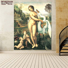 Load image into Gallery viewer, DPARTISAN oil print canvas wall art decor pictures Leda and the Swan by Leonardo da Vinci wall painting art no frrame print arts
