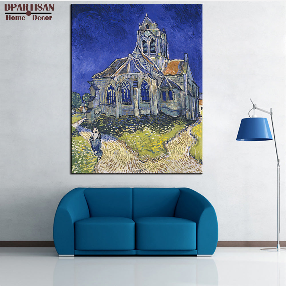 DPARTISAN Vincent Van Gogh The Church in Giclee wall Art Canvas Prints No frame wall painting for home living rooms pictures