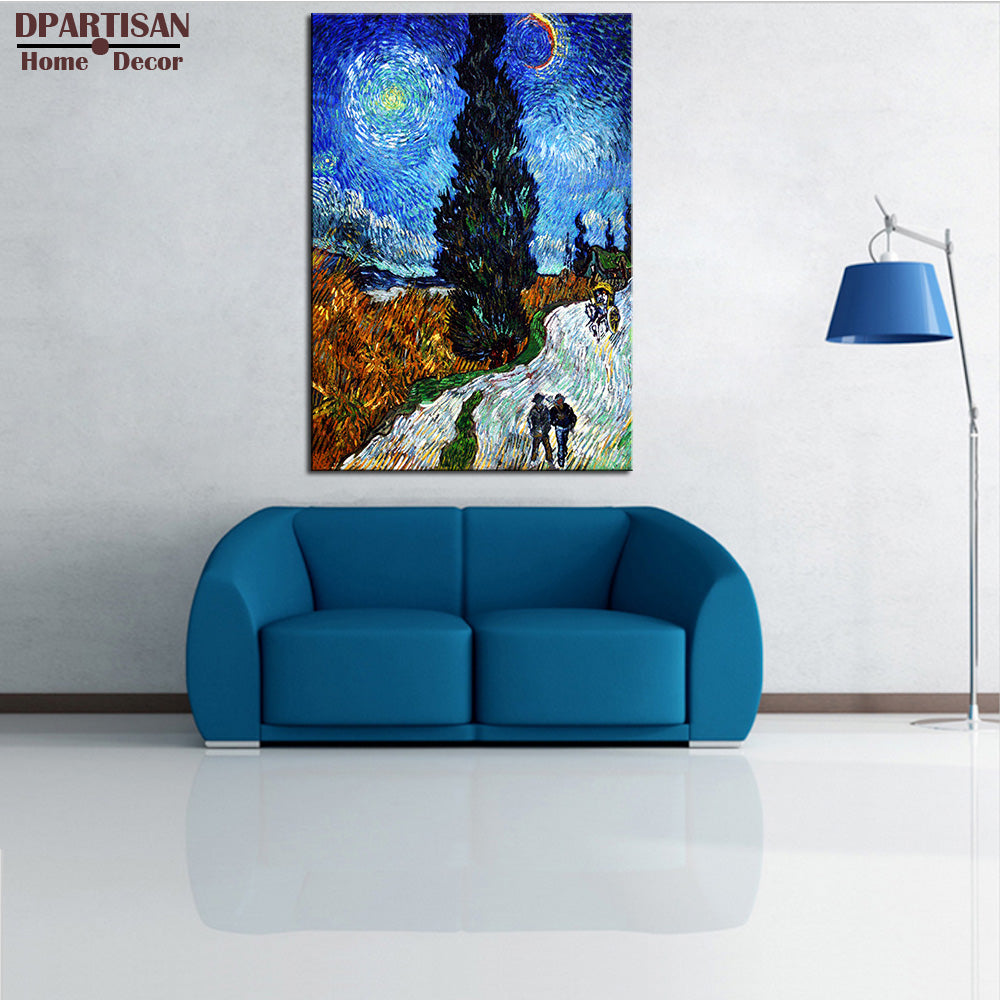 DPARTISAN Road with Cypresses  Giclee  poster By vincent Van Gogh print  Wall oil Painting picture print on canvas home living