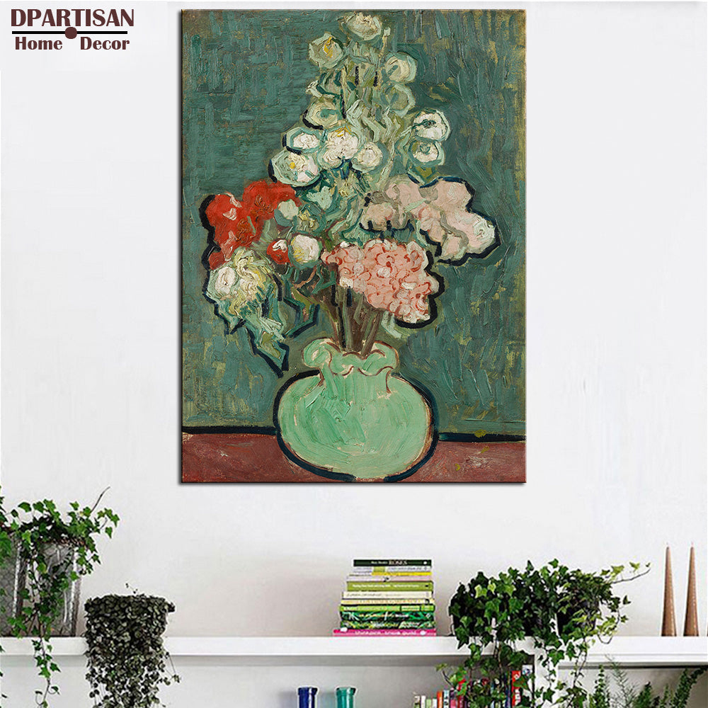 DPARTISAN FLOWERS IN A BLUE VASE BY VAN GOGH vincent Van Gogh print  Wall Painting picture Home Decorative Art Picture  Prints