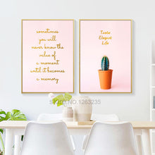 Load image into Gallery viewer, Gold Letter Pink Posters And Prints Leaf Pot Plant Nordic Poster Wall Art Canvas Painting Wall Pictures For Living Room Unframed
