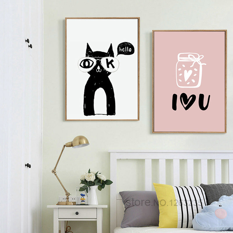 Cartoon Pink Baby Nordic Poster Posters And Prints Wall Art Canvas Painting Art Print Canvas Pictures For Living Room Unframed