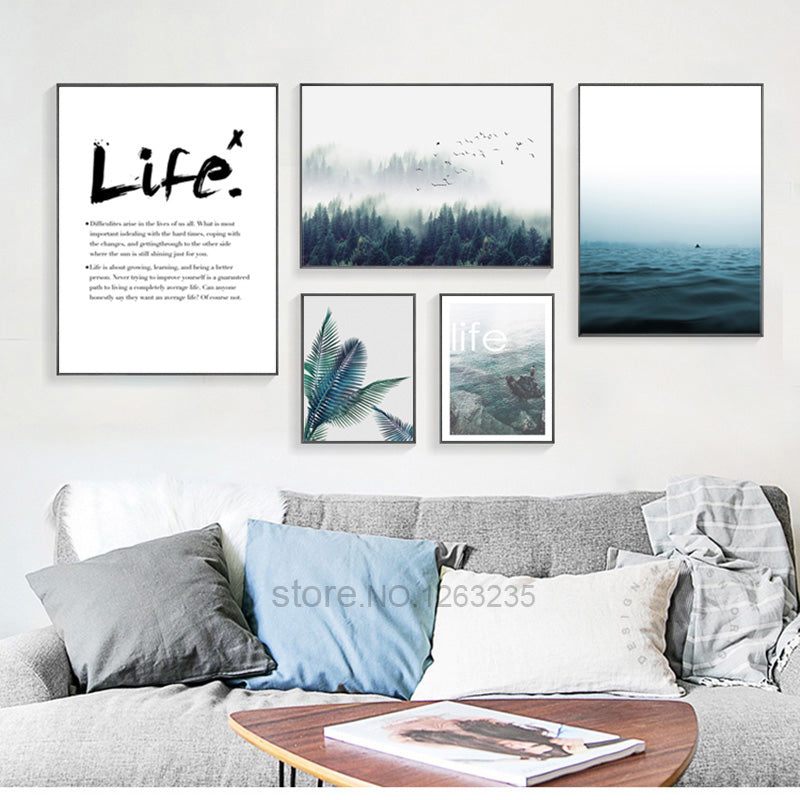 Landscape Painting Forest Sea Nordic Poster Posters And Prints Wall Art Canvas Painting Wall Pictures For Living Room Unframed